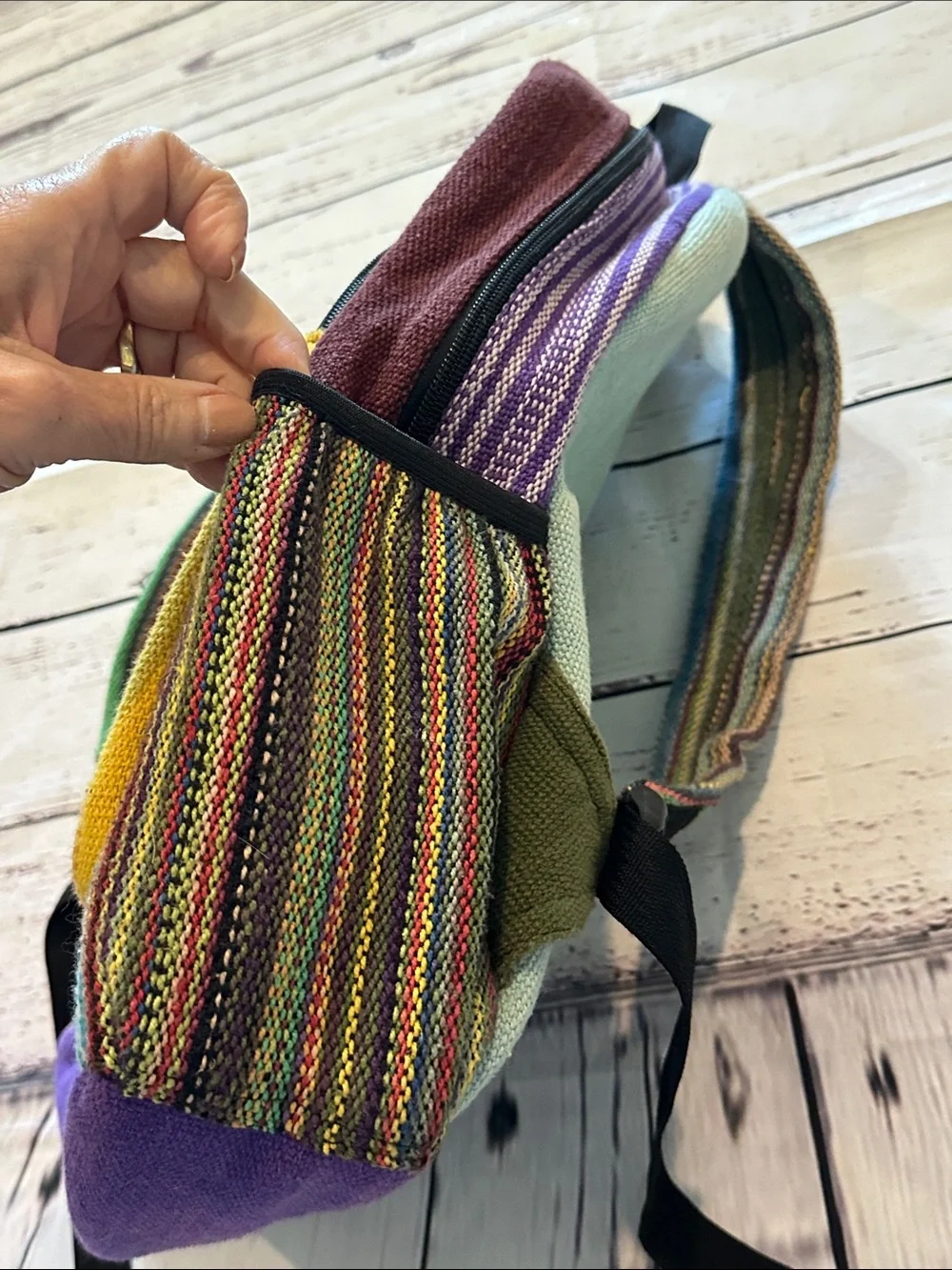 Himalayan Hemp Turquoise & Brown Woven Backpack